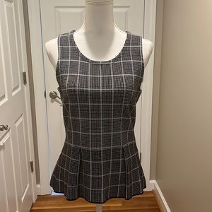 White House Black Market Black and White Checkered Top